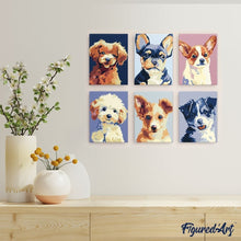 Load image into Gallery viewer, Mini Paint by numbers 6"x8" (6 pieces) - Modern Dog Portraits 2