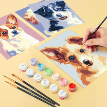 Load image into Gallery viewer, Mini Paint by numbers 6"x8" (6 pieces) - Modern Dog Portraits 2
