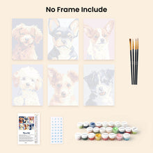 Load image into Gallery viewer, Mini Paint by numbers 6"x8" (6 pieces) - Modern Dog Portraits 2