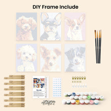 Load image into Gallery viewer, Mini Paint by numbers 6"x8" (6 pieces) - Modern Dog Portraits 2