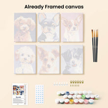 Load image into Gallery viewer, Mini Paint by numbers 6"x8" (6 pieces) - Modern Dog Portraits 2