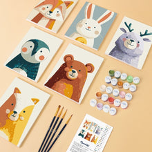 Load image into Gallery viewer, Mini Paint by numbers 6"x8" (6 pieces) - Woodland Portraits 1