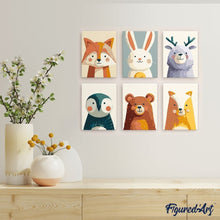 Load image into Gallery viewer, Mini Paint by numbers 6"x8" (6 pieces) - Woodland Portraits 1