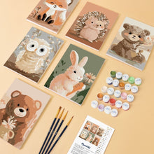 Load image into Gallery viewer, Mini Paint by numbers 6"x8" (6 pieces) - Woodland Portraits 2