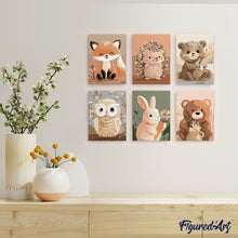 Load image into Gallery viewer, Mini Paint by numbers 6"x8" (6 pieces) - Woodland Portraits 2