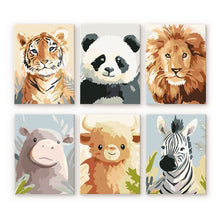 Load image into Gallery viewer, Mini Paint by numbers 6"x8" (6 pieces) - Wildlife Portraits 1 Figured'Art