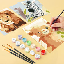 Load image into Gallery viewer, Mini Paint by numbers 6"x8" (6 pieces) - Wildlife Portraits 1