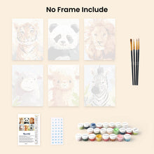 Load image into Gallery viewer, Mini Paint by numbers 6"x8" (6 pieces) - Wildlife Portraits 1