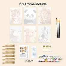 Load image into Gallery viewer, Mini Paint by numbers 6"x8" (6 pieces) - Wildlife Portraits 1