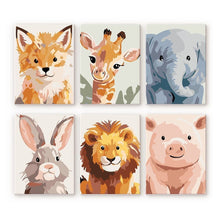 Load image into Gallery viewer, Mini Paint by numbers 6"x8" (6 pieces) - Wildlife Portraits 2 Figured'Art