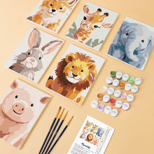 Load image into Gallery viewer, Mini Paint by numbers 6"x8" (6 pieces) - Wildlife Portraits 2