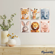 Load image into Gallery viewer, Mini Paint by numbers 6"x8" (6 pieces) - Wildlife Portraits 2