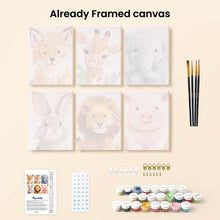 Load image into Gallery viewer, Mini Paint by numbers 6"x8" (6 pieces) - Wildlife Portraits 2