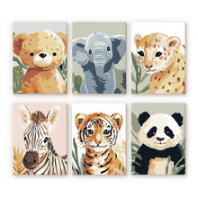 Load image into Gallery viewer, Mini Paint by numbers 6"x8" (6 pieces) - Wildlife Portraits 3 Figured'Art
