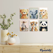 Load image into Gallery viewer, Mini Paint by numbers 6"x8" (6 pieces) - Wildlife Portraits 3