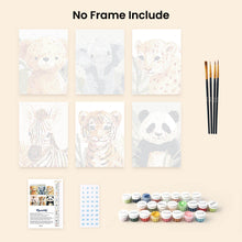 Load image into Gallery viewer, Mini Paint by numbers 6"x8" (6 pieces) - Wildlife Portraits 3