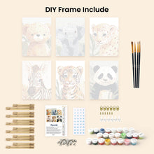 Load image into Gallery viewer, Mini Paint by numbers 6"x8" (6 pieces) - Wildlife Portraits 3