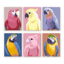 Load image into Gallery viewer, Mini Paint by numbers 6"x8" (6 pieces) - Tropical Feathers Figured'Art