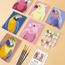 Load image into Gallery viewer, Mini Paint by numbers 6"x8" (6 pieces) - Tropical Feathers