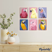 Load image into Gallery viewer, Mini Paint by numbers 6"x8" (6 pieces) - Tropical Feathers