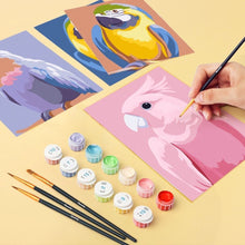 Load image into Gallery viewer, Mini Paint by numbers 6"x8" (6 pieces) - Tropical Feathers