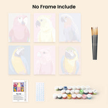 Load image into Gallery viewer, Mini Paint by numbers 6"x8" (6 pieces) - Tropical Feathers