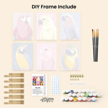 Load image into Gallery viewer, Mini Paint by numbers 6"x8" (6 pieces) - Tropical Feathers