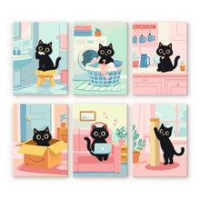 Load image into Gallery viewer, Mini Paint by numbers 6"x8" (6 pieces) - Kitty at Home Figured'Art