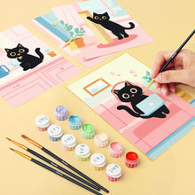 Load image into Gallery viewer, Mini Paint by numbers 6"x8" (6 pieces) - Kitty at Home