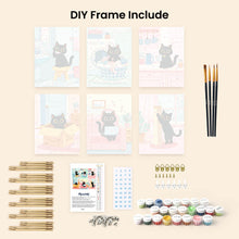 Load image into Gallery viewer, Mini Paint by numbers 6"x8" (6 pieces) - Kitty at Home