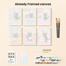Load image into Gallery viewer, Mini Paint by numbers 6"x8" (6 pieces) - Kitty at Home