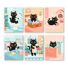 Load image into Gallery viewer, Mini Paint by numbers 6"x8" (6 pieces) - Playful Kitty Figured'Art