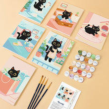 Load image into Gallery viewer, Mini Paint by numbers 6"x8" (6 pieces) - Playful Kitty