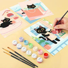 Load image into Gallery viewer, Mini Paint by numbers 6"x8" (6 pieces) - Playful Kitty