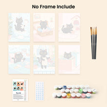 Load image into Gallery viewer, Mini Paint by numbers 6"x8" (6 pieces) - Playful Kitty
