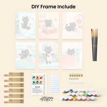 Load image into Gallery viewer, Mini Paint by numbers 6"x8" (6 pieces) - Playful Kitty