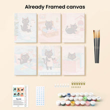 Load image into Gallery viewer, Mini Paint by numbers 6"x8" (6 pieces) - Playful Kitty