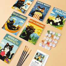 Load image into Gallery viewer, Mini Paint by numbers 6"x8" (6 pieces) - Purrfect Days