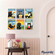 Load image into Gallery viewer, Mini Paint by numbers 6"x8" (6 pieces) - Purrfect Days