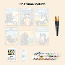 Load image into Gallery viewer, Mini Paint by numbers 6"x8" (6 pieces) - Purrfect Days