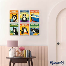 Load image into Gallery viewer, Mini Paint by numbers 6"x8" (6 pieces) - Good Times Cats