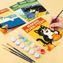 Load image into Gallery viewer, Mini Paint by numbers 6"x8" (6 pieces) - Good Times Cats