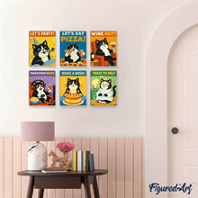 Load image into Gallery viewer, Mini Paint by numbers 6"x8" (6 pieces) - Happy Cat Moments