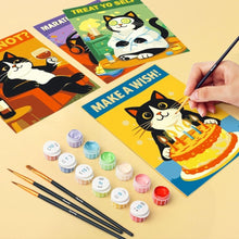 Load image into Gallery viewer, Mini Paint by numbers 6"x8" (6 pieces) - Happy Cat Moments