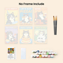 Load image into Gallery viewer, Mini Paint by numbers 6"x8" (6 pieces) - Happy Cat Moments