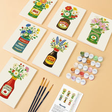 Load image into Gallery viewer, Mini Paint by numbers 6"x8" (6 pieces) - Blooming Bottles
