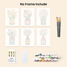 Load image into Gallery viewer, Mini Paint by numbers 6"x8" (6 pieces) - Blooming Bottles