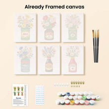 Load image into Gallery viewer, Mini Paint by numbers 6"x8" (6 pieces) - Blooming Bottles
