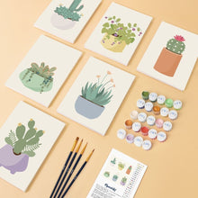 Load image into Gallery viewer, Mini Paint by numbers 6"x8" (6 pieces) - Cute Cactus Collection 1