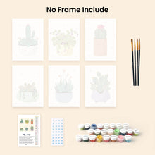 Load image into Gallery viewer, Mini Paint by numbers 6"x8" (6 pieces) - Cute Cactus Collection 1